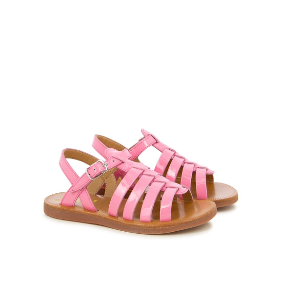 PLAGETTE STRAP VERNIS METAL BUBBLE GUM