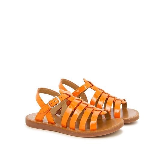 PLAGETTE STRAP VERNIS METAL ORANGE