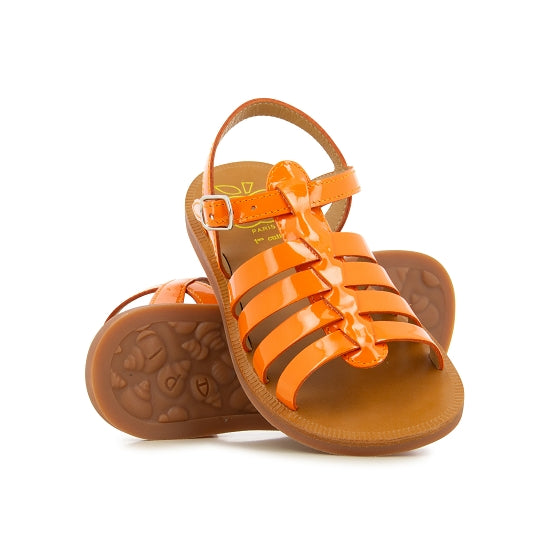 PLAGETTE STRAP VERNIS METAL ORANGE