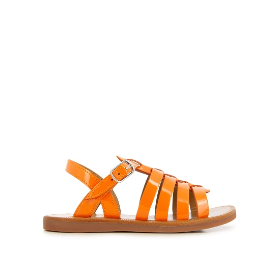 PLAGETTE STRAP VERNIS METAL ORANGE