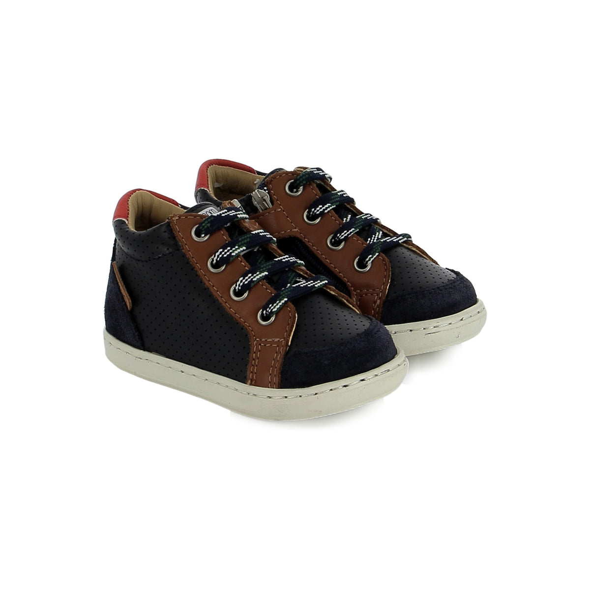 BOUBA ZIP BOX VELOURS(NAVY-CAMEL)