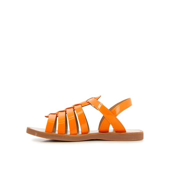 PLAGETTE STRAP VERNIS METAL ORANGE