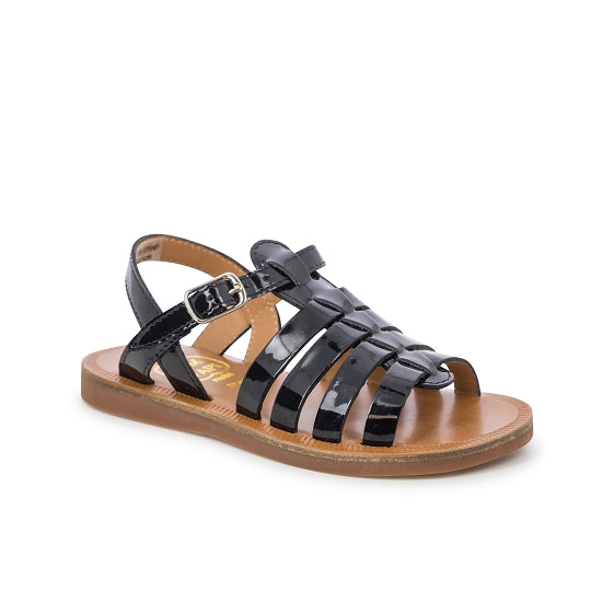 PLAGETTE STRAP VERNIS NOIR
